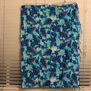 Hawaiian Sarong Blue Flower/Leave Design